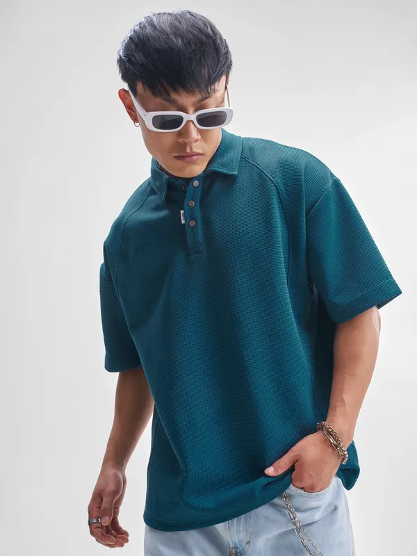 Self Design Polo Collar T-Shirt