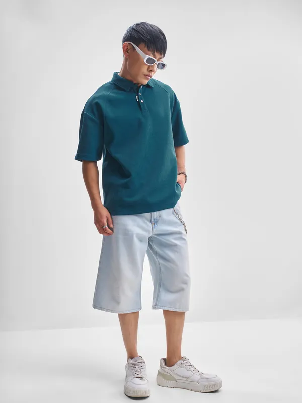 Self Design Polo Collar T-Shirt