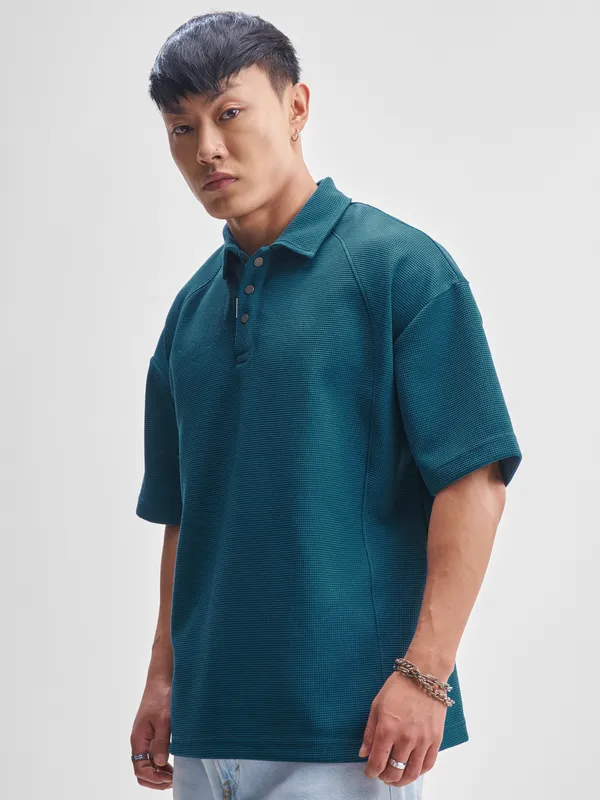 Self Design Polo Collar T-Shirt