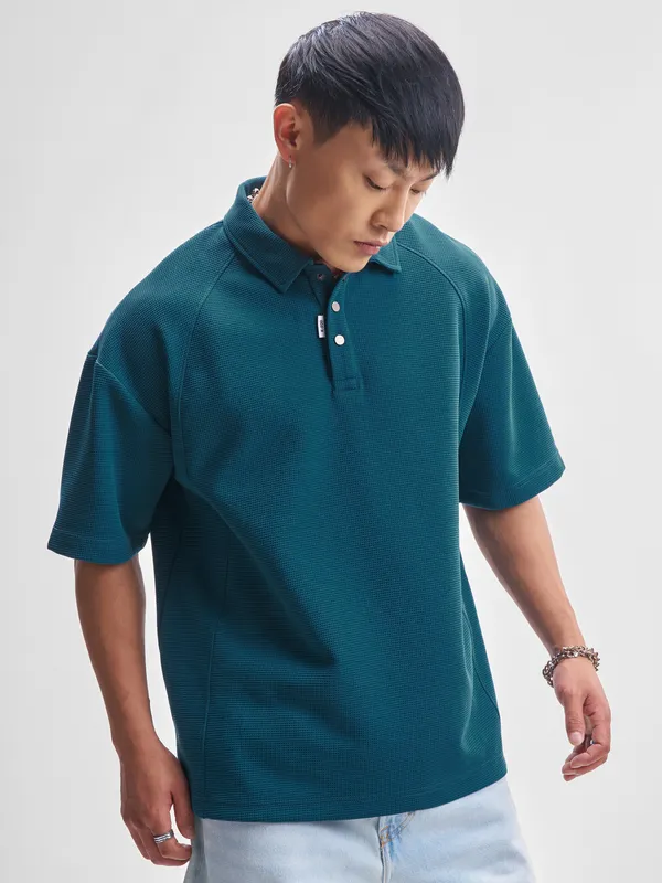 Self Design Polo Collar T-Shirt