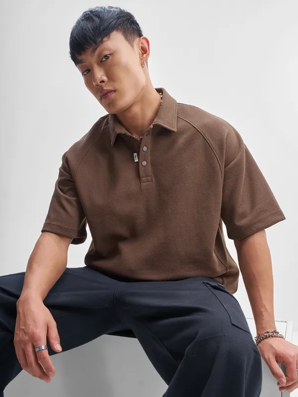 Self Design Polo Collar T-Shirt
