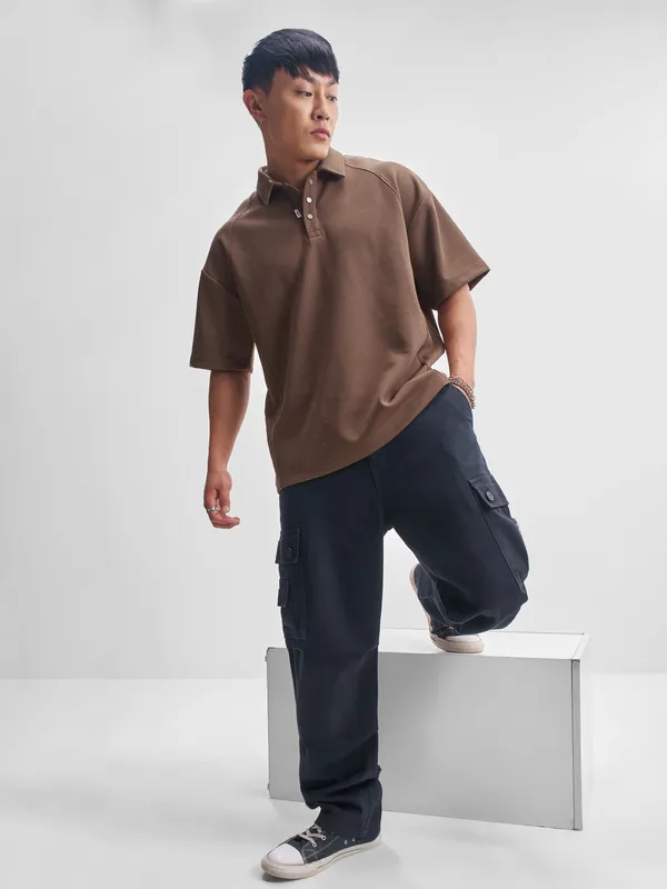 Self Design Polo Collar T-Shirt