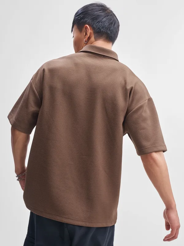 Self Design Polo Collar T-Shirt