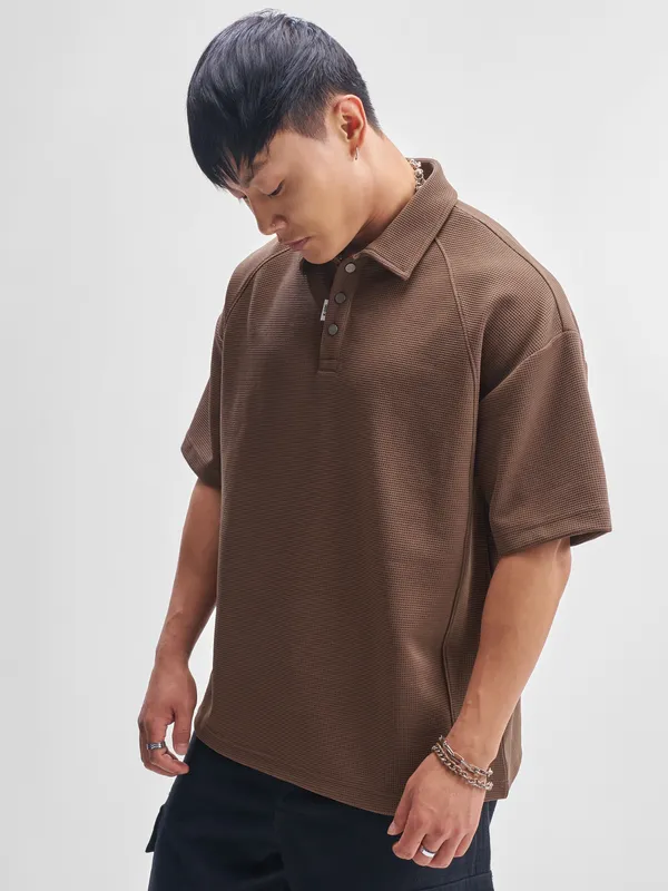 Self Design Polo Collar T-Shirt