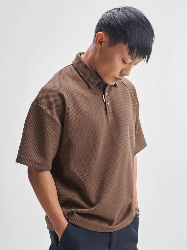 Self Design Polo Collar T-Shirt