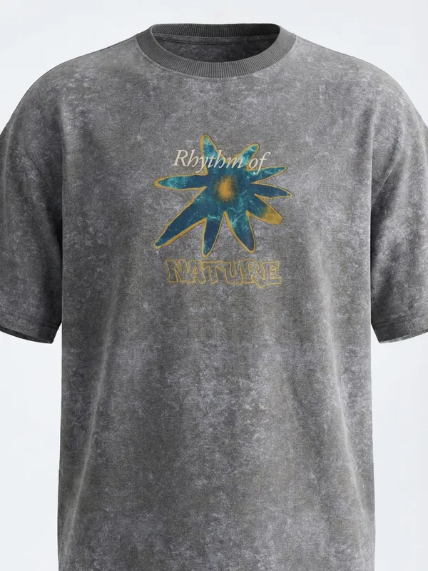 Men Printed Round Neck Oversized Fit T-Shirt