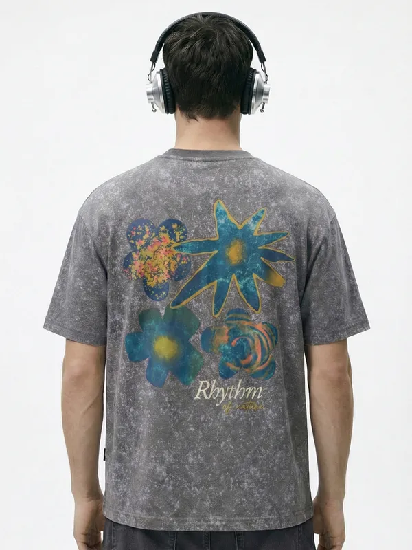 Men Printed Round Neck Oversized Fit T-Shirt