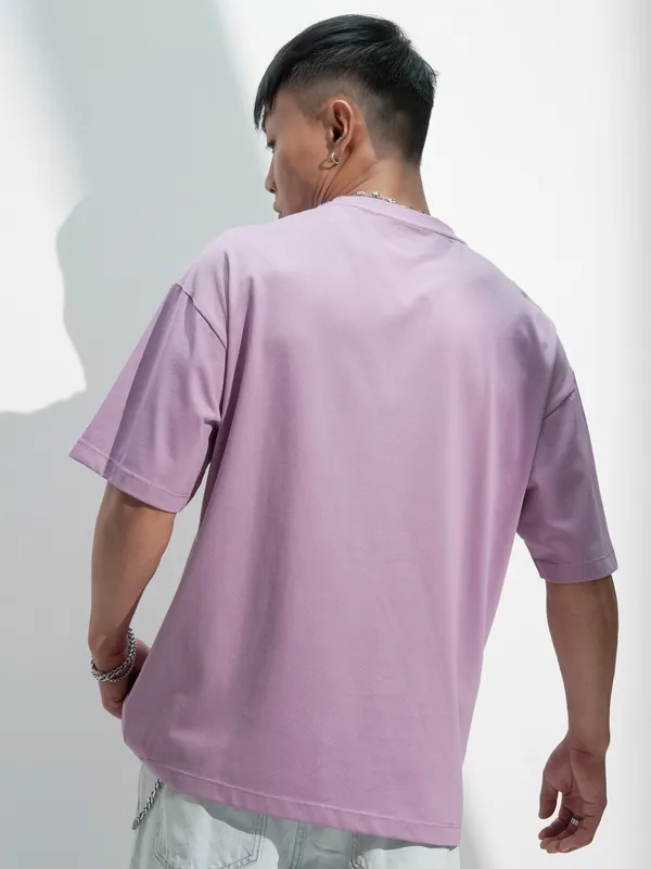 Highlander Men Lavender Embroidered Round Neck T-Shirt