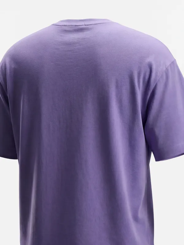 Highlander Men Purple Embroidered Round Neck T-Shirt