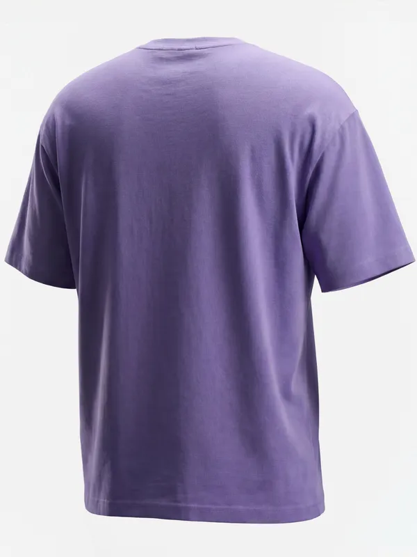 Highlander Men Purple Embroidered Round Neck T-Shirt