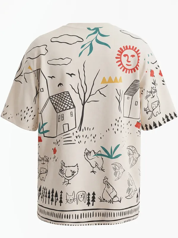 Highlander Men Off White Printed Round Neck T-Shirt