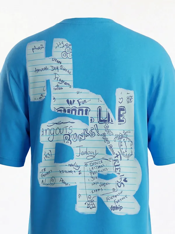 Highlander Men Blue Printed Round Neck T-Shirt