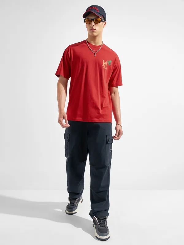 Highlander Men Red Printed Round Neck T-Shirt