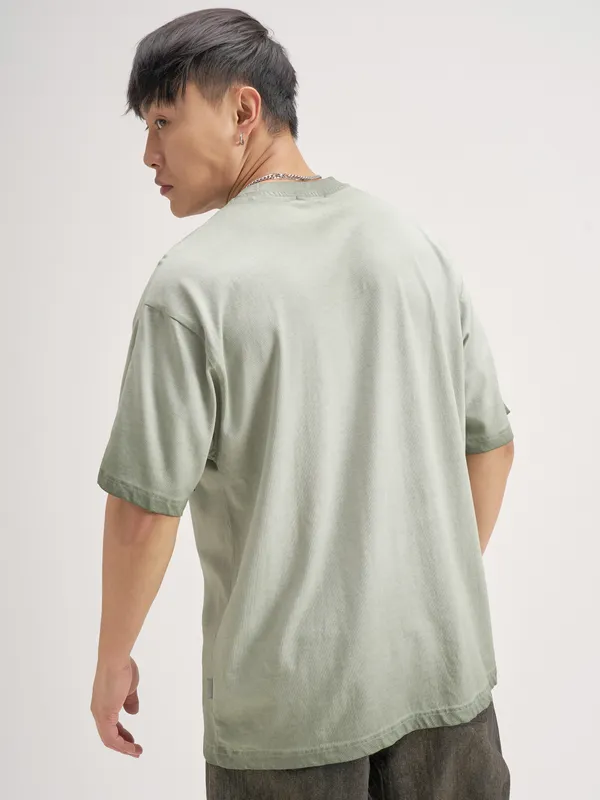 Highlander Men Olive Printed Round Neck T-Shirt