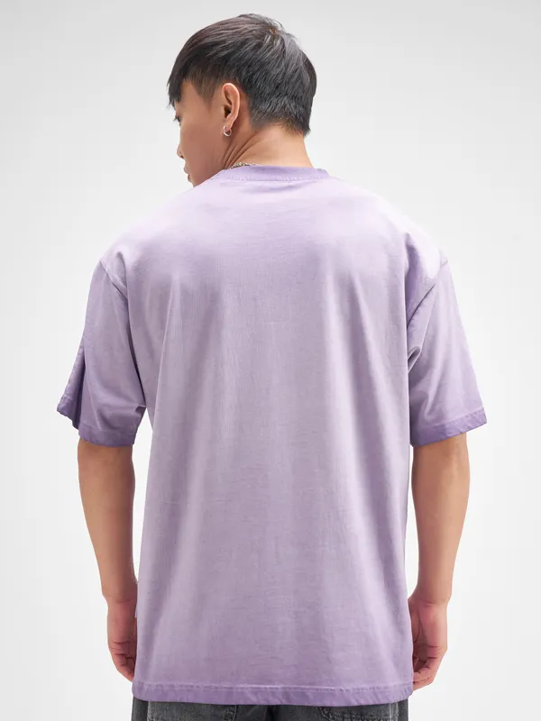 Highlander Men Purple Printed Round Neck T-Shirt