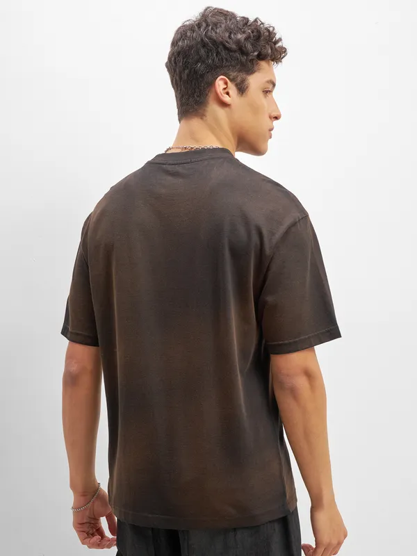 Men Applique Round Neck T-Shirt