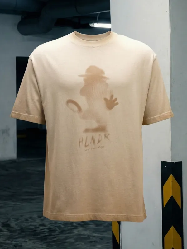 Highlander Men Tan Printed Round Neck T-Shirt