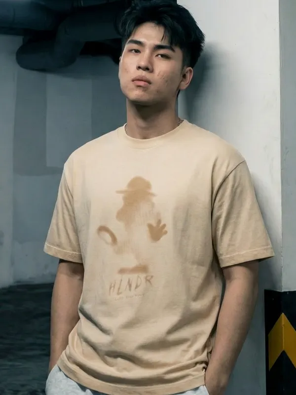 Highlander Men Tan Printed Round Neck T-Shirt