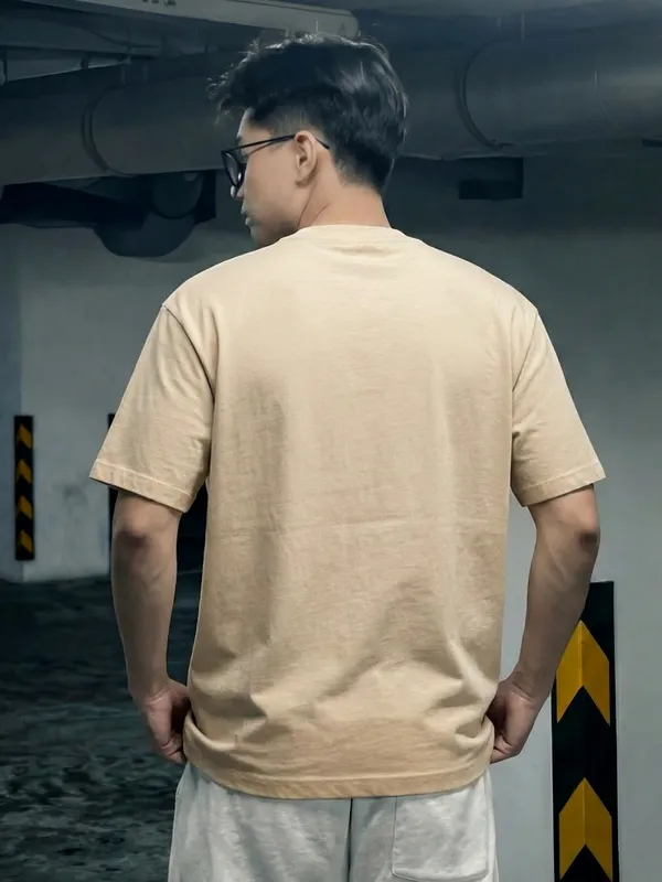 Highlander Men Tan Printed Round Neck T-Shirt