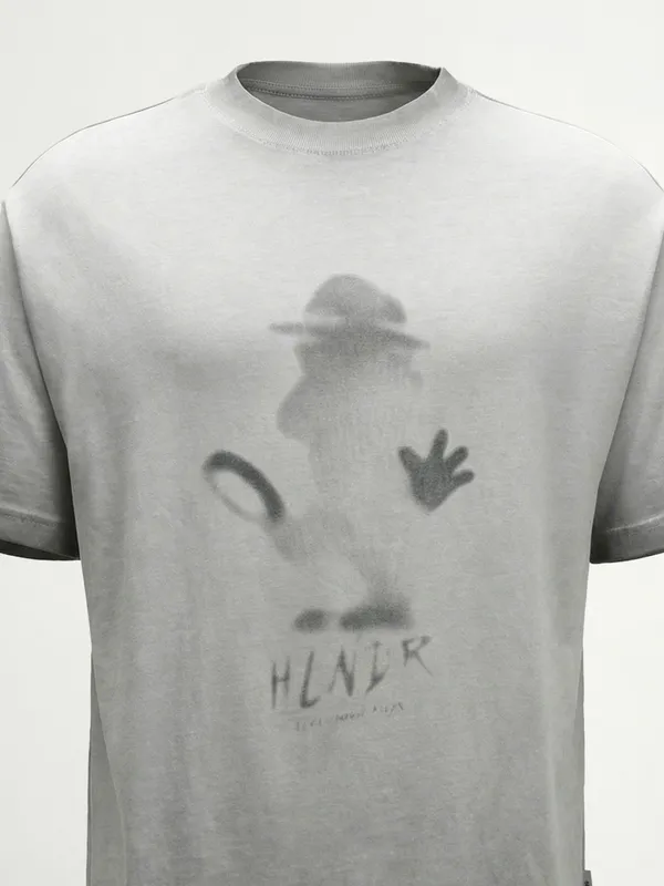 Highlander Men Grey Printed Round Neck T-Shirt