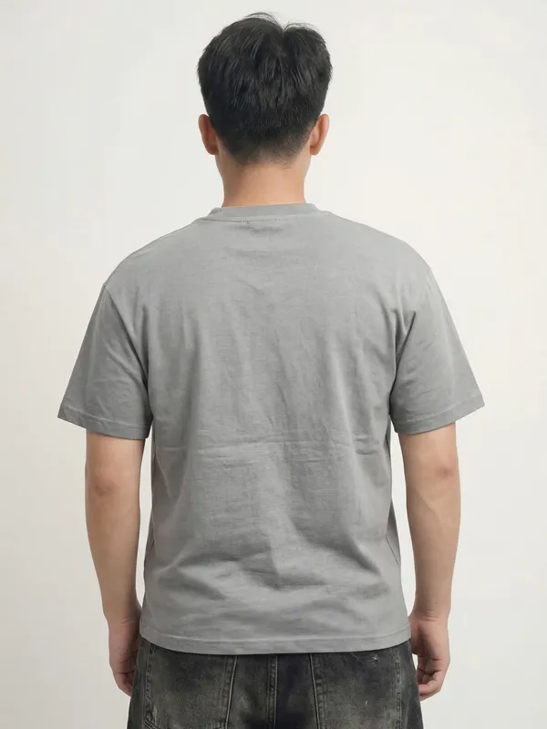 Highlander Men Grey Printed Round Neck T-Shirt