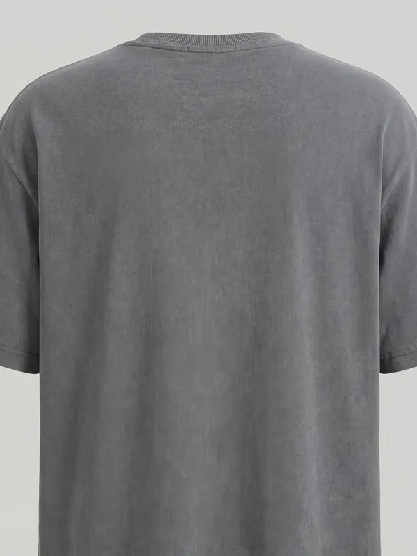 Highlander Men Grey Embroidered Round Neck T-Shirt