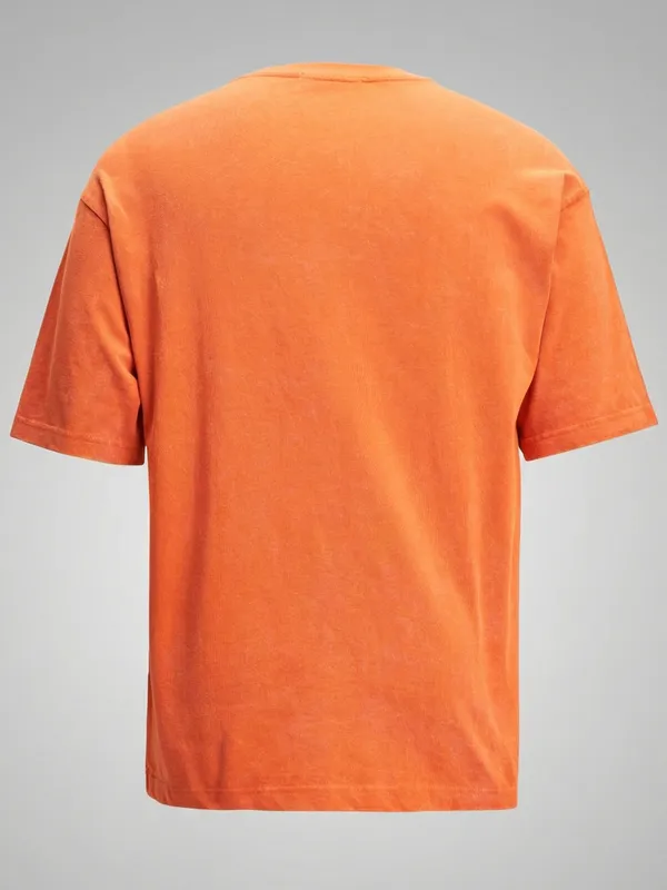 Highlander Men Orange Printed Round Neck T-Shirt