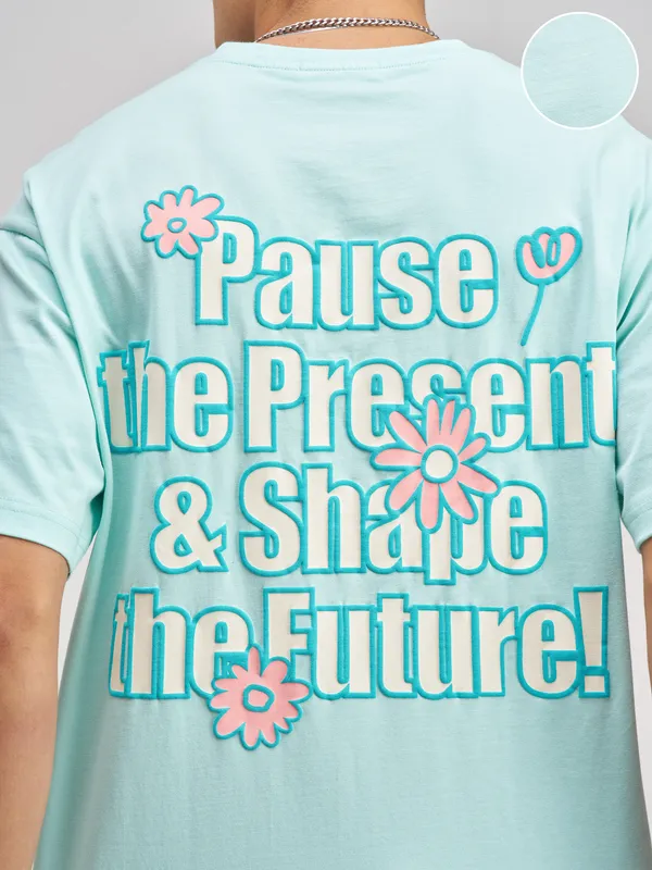 Highlander Men Blue Printed Round Neck T-Shirt