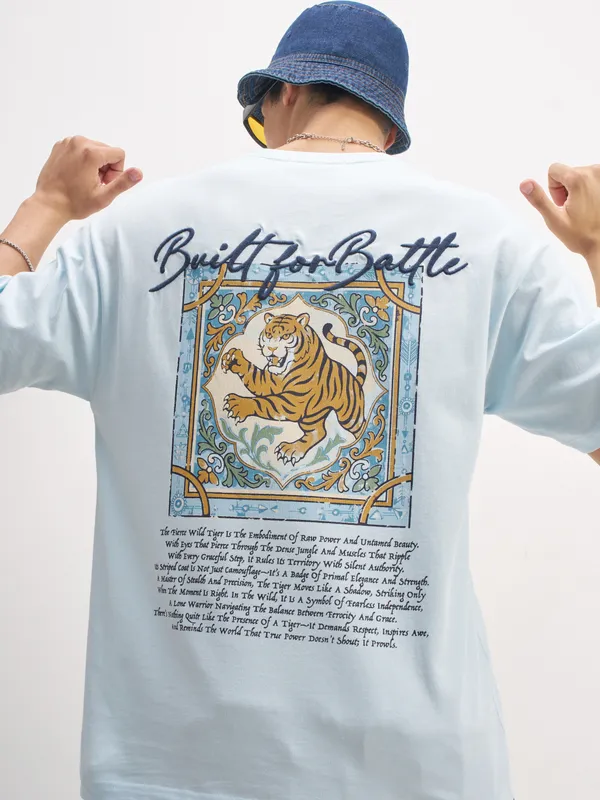 Highlander Men Blue Printed Round Neck  T-Shirt