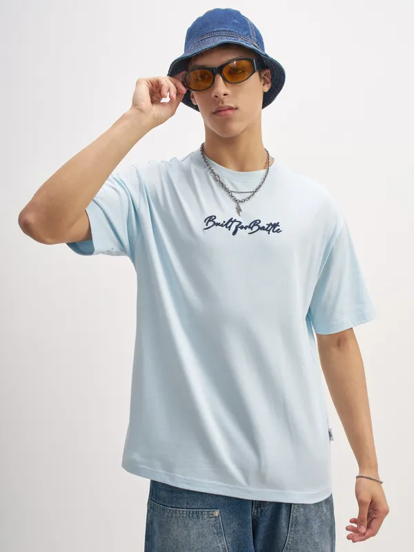 Highlander Men Blue Printed Round Neck  T-Shirt