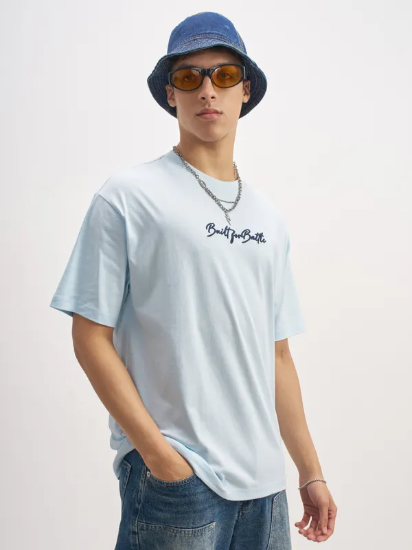 Highlander Men Blue Printed Round Neck  T-Shirt