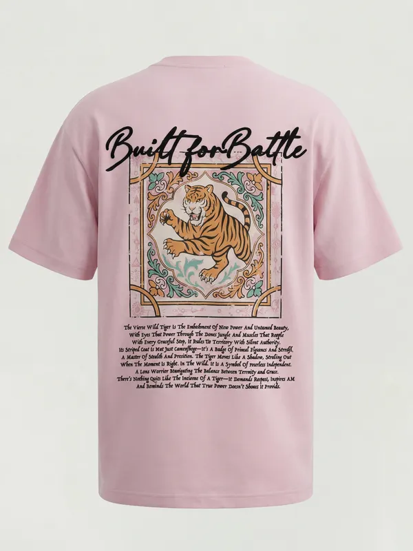 Highlander Men Pink Printed Round Neck  T-Shirt