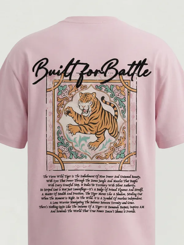 Highlander Men Pink Printed Round Neck  T-Shirt