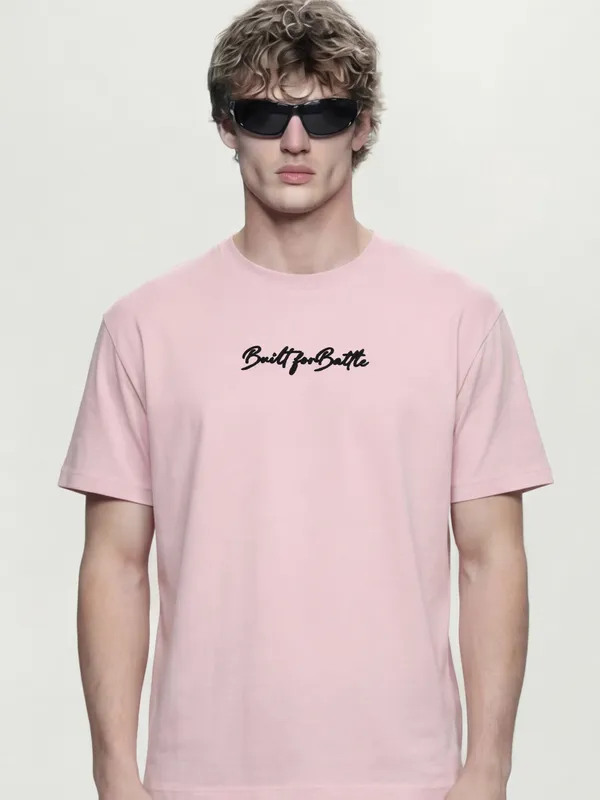 Highlander Men Pink Printed Round Neck  T-Shirt