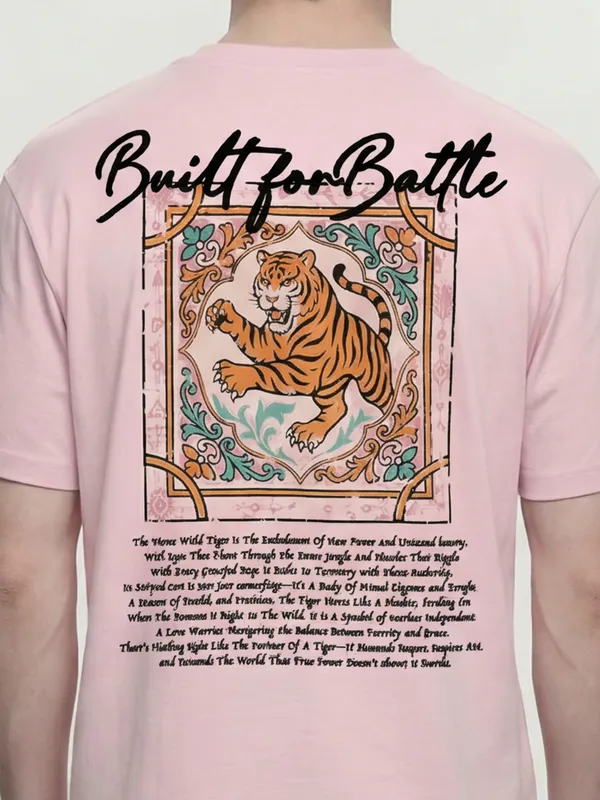 Highlander Men Pink Printed Round Neck  T-Shirt