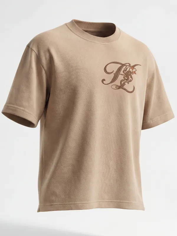 Highlander Men Tan Printed Round Neck T-Shirt