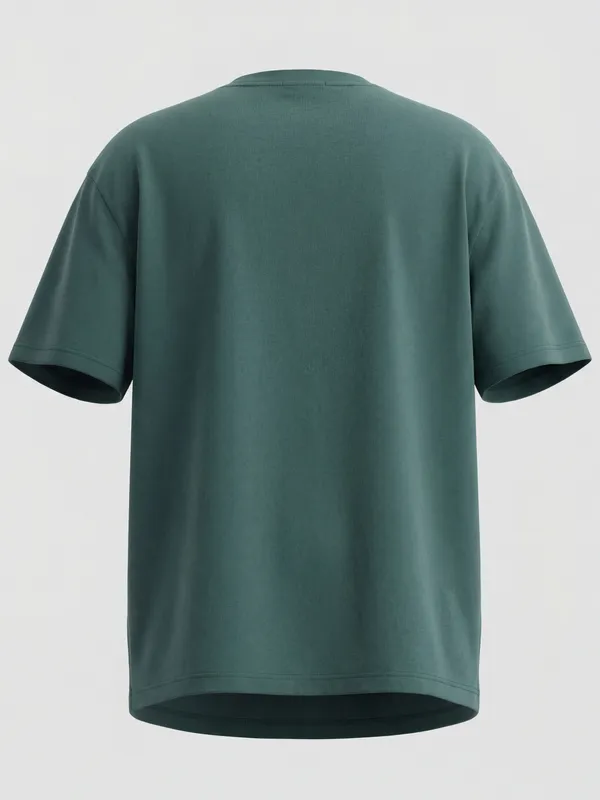 Highlander Men Teal Embroidered Round Neck T-Shirt