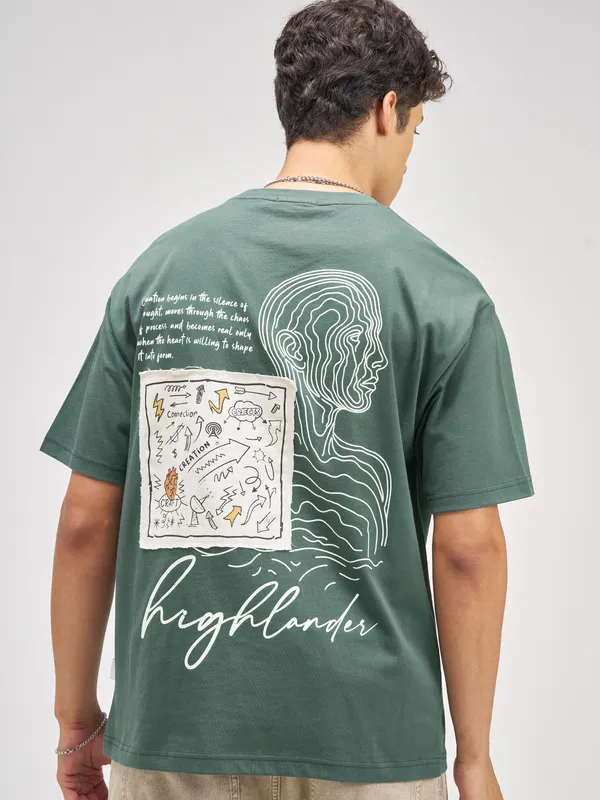 Men Applique Round Neck T-Shirt