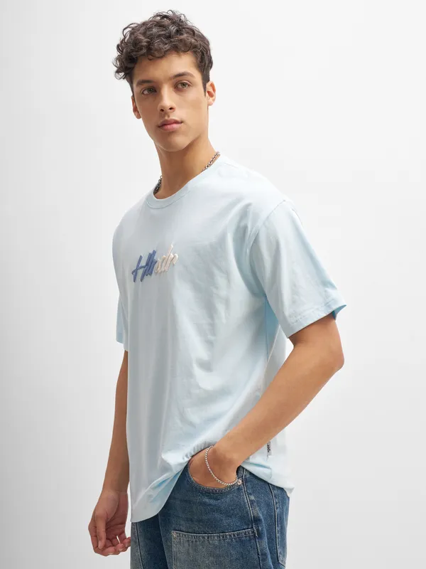 Highlander Men Blue Printed Round Neck T-Shirt