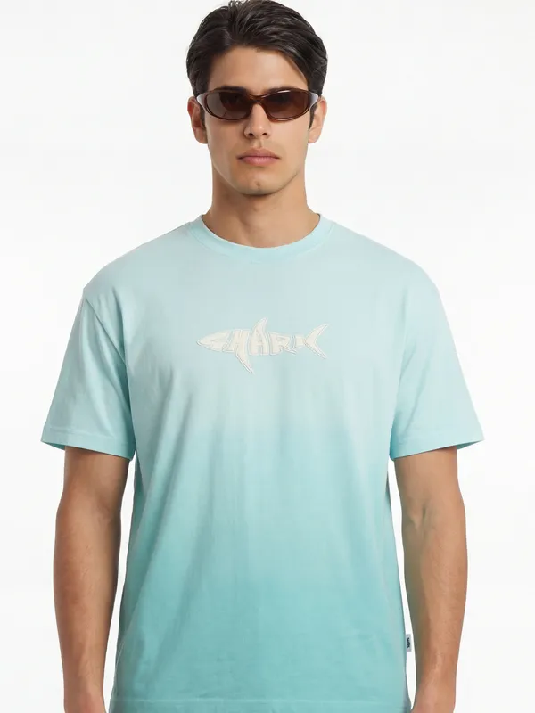 Highlander Men Blue Printed Round Neck T-Shirt