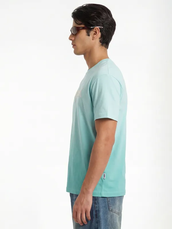 Highlander Men Blue Printed Round Neck T-Shirt