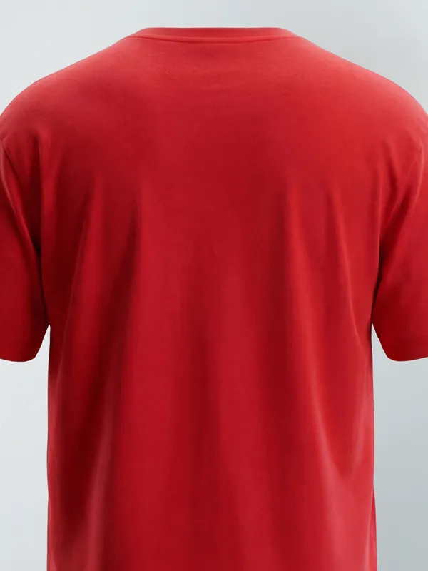 Highlander Men Red Printed Round Neck T-Shirt