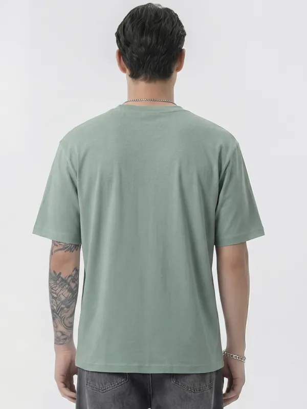 Highlander Men Green Applique Round Neck T-Shirt