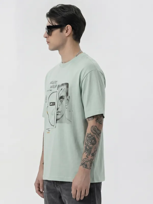 Highlander Men Green Applique Round Neck T-Shirt