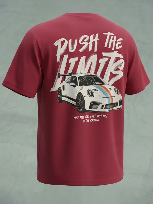 Highlander Men Maroon Printed Round Neck T-Shirt