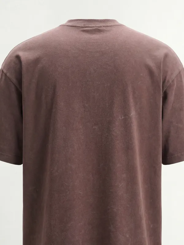 Highlander Men Brown Printed Round Neck T-Shirt