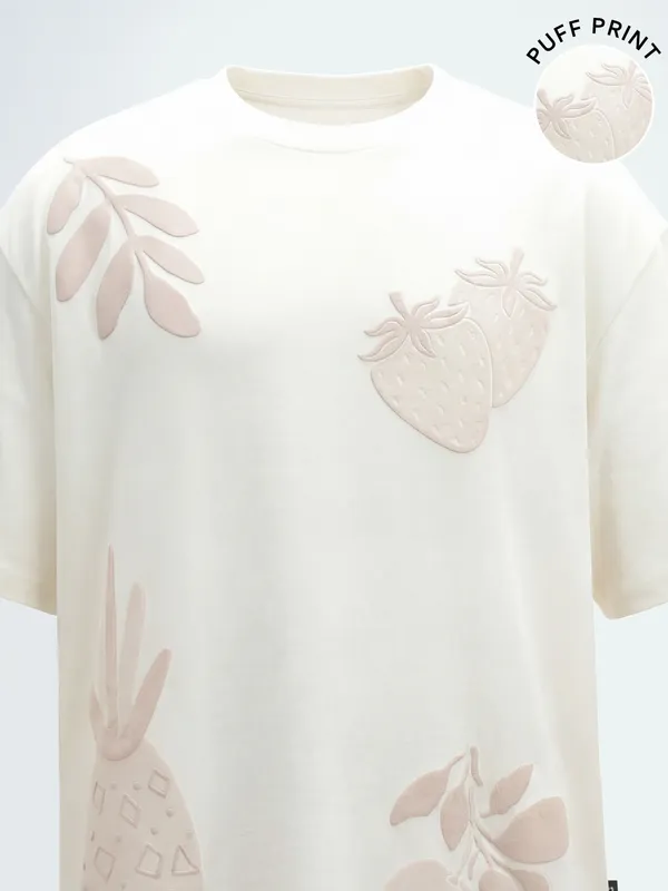 Highlander Men Off White Printed Round Neck T-Shirt