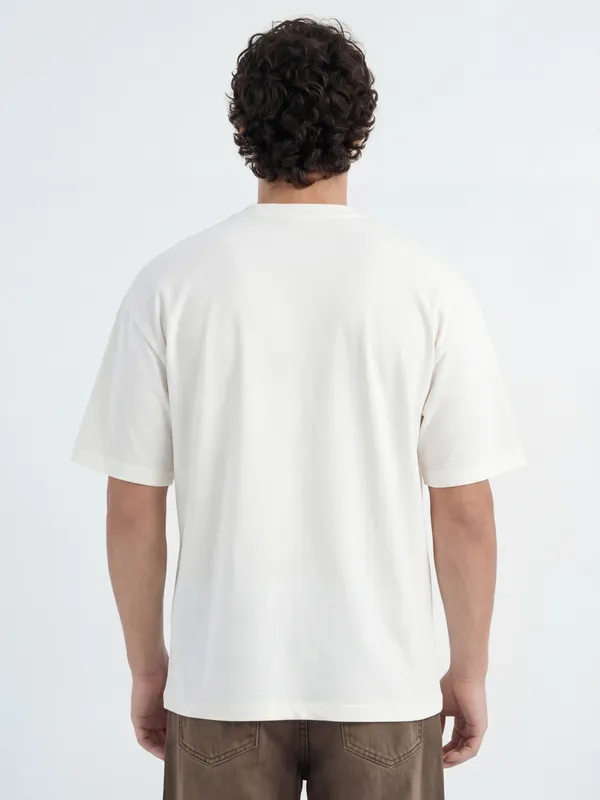 Highlander Men Off White Printed Round Neck T-Shirt