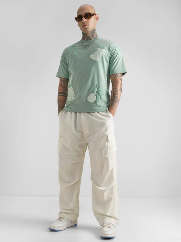 Highlander Men Green Printed Round Neck T-Shirt