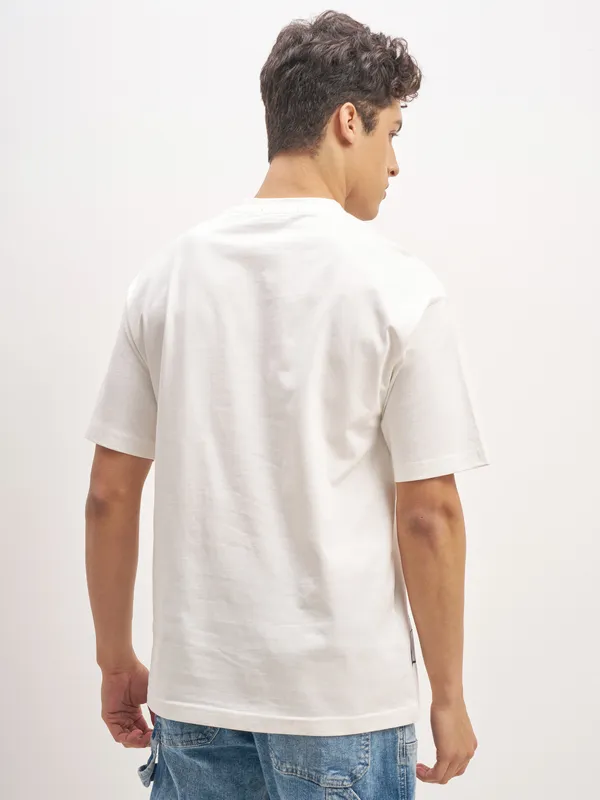 Highlander Men White Printed Round Neck T-Shirt